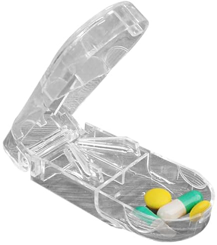 Generisch Tablettenteiler Für Große Und Kleine Tabletten, Tablettenteiler Für Alle Tabletten, Tablettenschneider Für Tabletten-Vitamin-Medizin in Ein Halbes Viertel Schneiden, 8.7 * 4.2 * 2.6cm, weiß
