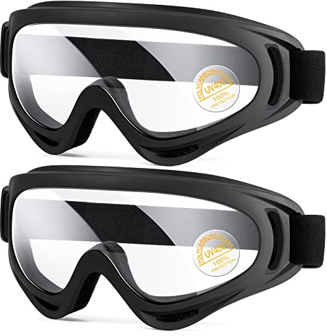 EasYoung Motorradbrille, 2 Stück, wasserdicht, Motocross für Reiten, Fahrrad, Dirt-Ski, ATV, Rennen, UV400 Brillen, gepolstert, weicher, dicker Schaumstoff, verstellbarer Riemen, geeignet für