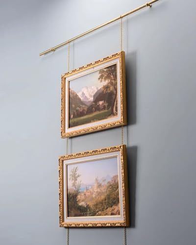 ENHEN Cimaise pour Tableau Crochets et Fil de Fer Dorés Robustes pour Cimaise, Laiton Antique, Suspensions et Chaîne pour Cimaise, Œuvres Encadrées, Photos de Famille, Église, Maison(0.6 m/23.5 inch)