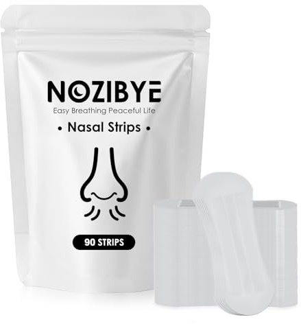 Nozibye Nasenpflaster (Transparent, 90 Stück), Nose Strips für Sport und Schlaf - Super Starke Haftung, Keine Rückstände, Wirkstofffrei, Besser Atmen & Verbessert die Schlafqualität