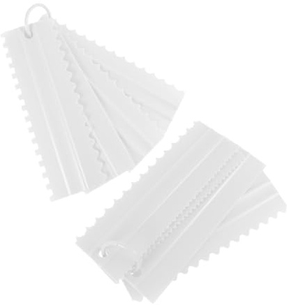UKCOCO 2ensembles Grattoir à Pâtisserie Et Lisseur à Glaçage Plastique Peigne Décoratif pour Motifs Ondulés Et Dentelés Crème Et Fondant