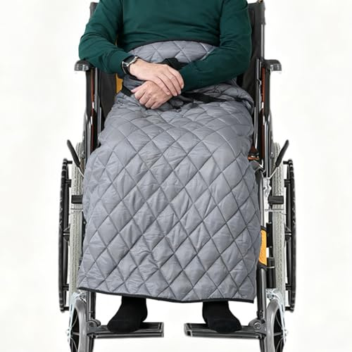 Manta para silla de ruedas Fouvin, manta de invierno para adultos, resistente al viento, gris, 116 cm x 120 cm