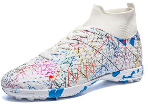 Xinghuanhua Herren-Fußballschuhe Trainingsschuhe Outdoor-Fussballschuhe aus atmungsaktivem Kunstrasen Hohe Jugend-Profisportschuhe Jungen-Hallenfußballschuhe