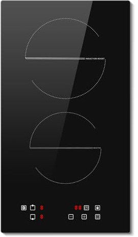 Traenvir Induktionshäll, 2 plattor, induktionshäll, 2 zoner, 30 cm, 9 effektnivåer, 3 500 W med boost-funktion, timer, barnsäkring, 220–240 V