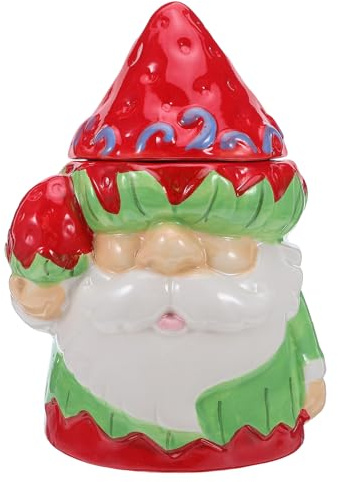 Uonlytech Pot à Biscuits Père Noël : boîte à Bonbons en céramique de Noël - boîte à Biscuits avec Couvercle - Support à collation de - Bol à friandises en Porcelaine avec Couvercle pour