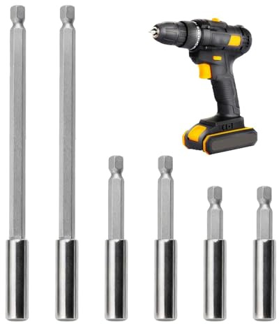 6 Pcs Drill Extension Bit Holder, 60mm/75mm/150mm Magnetic Bits Holders, Magnetic Drill Bit Extension Holders, Hexagon Screwdriver Bits, for Drills and Handheld Driver, Silver