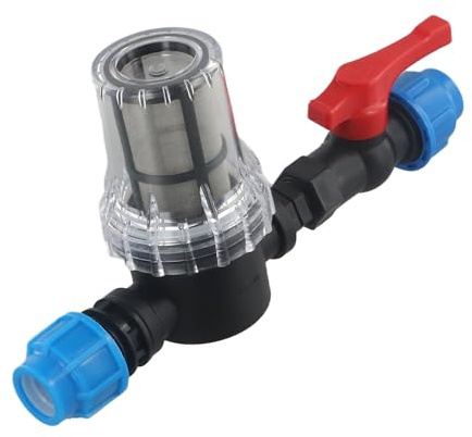 FUANA Filtro de agua de plástico para sistemas de riego por goteo de 20/25/32 mm, malla de acero inoxidable 80, equipo de riego de jardín de conexión rápida de 20 mm