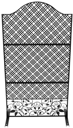 SuhoFutus 100 * 50 * 185 cm Sichtschutz Innen und Außen aus verzinktem Stahl, freistehende Trennwand mit dekorativem Lochmuster, Stabiler Standfuß, für Garten, Terrasse, Balkon, Poolbereich (Schwarz)