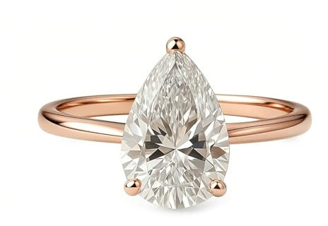 Ayoiow Goldring für Damen, Moissanitkein Edelstein Solitär Vorsteckring 585 für Sie, 14 Karat Roségold Größe 54 (17.2)