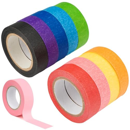 9 Rolls Coloured Painters Tape, 15mm x 12m Rainbow Painting Tape e for DIY | Crepe Paper Rainbow Masking Tape, Craft Tape, Crepe Paper Writable Easy Tear for Classroom Decorations Scrapbooking Crafts