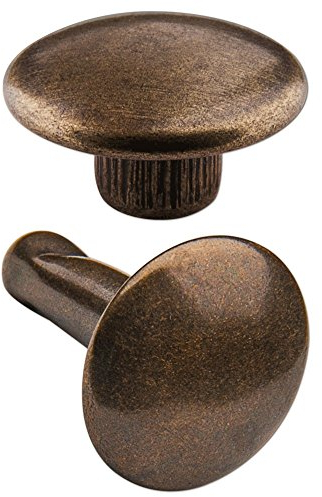100 Doppelkopf-Hohlnieten Ziernieten 2-teilig 11mm „11/12/2” aus Eisen (nickelfrei), Finish: messing-antik
