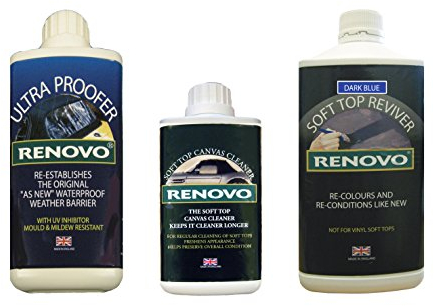 Renovo REN-KIT3 Triple Cleaning Kit includes Soft Top Reviver/Soft Top Ultra Proofer/Soft Top Canvas Cleaner, Blue