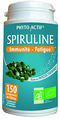 PHYTO-ACTIF | Spiruline | Complément alimentaire Immunité & Vitalité | Phycocyanine & Protéines végétales | Spiruline naturelle | 150 comprimés