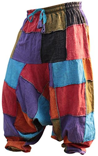 SHOPOHOLIC FASHION Pantaloni da Donna Hippie Harem Patchwork, S