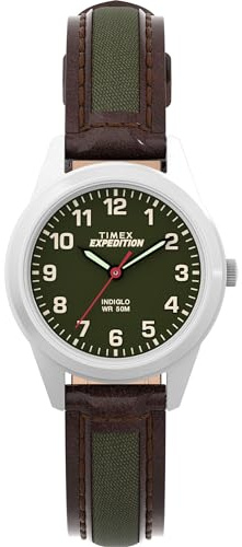 Timex Women's TW4B12000 Expedition Field Mini Brown/Green Nylon/Leather Strap Watch