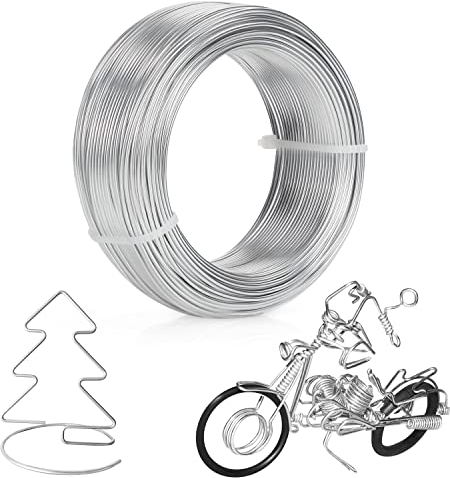 Belle Vous 6 Gauge 1.5mm Silver Aluminium Craft Wire (60m/197ft) - Flexible & Bendy Sculpture Craft Roll - Metal for DIY Sculptures, Skeleton Modelling, Jewellery, Beading, Wreath & Bonsai Trees