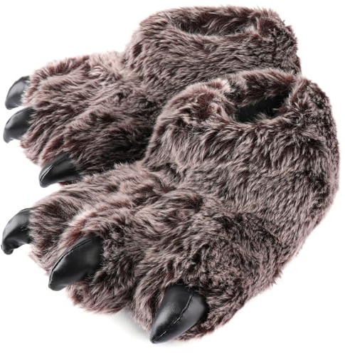ULTRAIDEAS Animal Paw Slippers for Women and Men, Funny Claw Slippers for Adult and Kids, Unisex Cute Costume House Shoes（Brown Bear Paw, Size 11-12 Women, Size 9-10 Men）