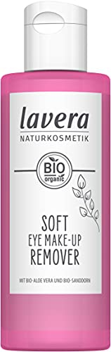 lavera Soft Eye Make-up Remover - natural cosmetics - Mild and eye-friendly formula - Vegan - free from silicones - free from mineral oil - Organic aloe vera & Organic sea buckthorn extract - 100ml
