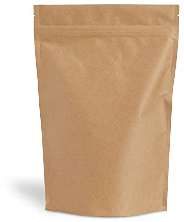 Ekoe,100 PZ Bustine Alimentari BIODEGRADABILI con Chiusura Zip, Richiudibili, Sacchetti Buste Carta Avana Kraft, per Alimenti, Sacchettini per Confetti, Ermetici, Sacchetto Marrone, Idea Regalo, Bio.