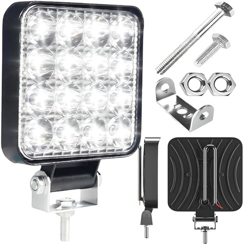 Retoo LED Arbeitsscheinwerfer 12V 48W Zusatzscheinwerfer für SUV, UTV, ATV, LKW, Wasserdicht Scheinwerfer mit 8000lm 16LED für Traktor, Bagger, Schlepper, Gabelstapler, Trecker, Schwarz