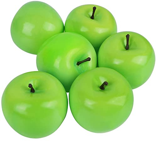 Cllayees Fake Fruit Artificial Apples, Set of 6 Decorative Fruit Lifelike Faux Apples Realistic Fruits Apple Decorations for Kitchen, Realistic Fake Fruits Party Props Home Decor