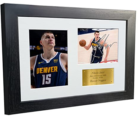 Kitbags & Lockers Nikola Jokic Denver Nuggets Autogramm-Bilderrahmen, 30,5 x 20,3 cm, A4, Basketball-Poster, Geschenk, G