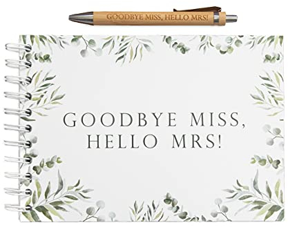 Manta Makes Goodbye miss hello mrs hen party guest book and wooden keepsake pen | hen party accessories | kiss the miss goodbye | hen do accessories | team bride gifts