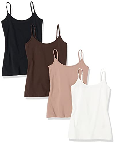 Amazon Essentials Women's Slim-Fit Camisole, Pack of 4, Espresso/Dark Taupe/Multi, X-Large