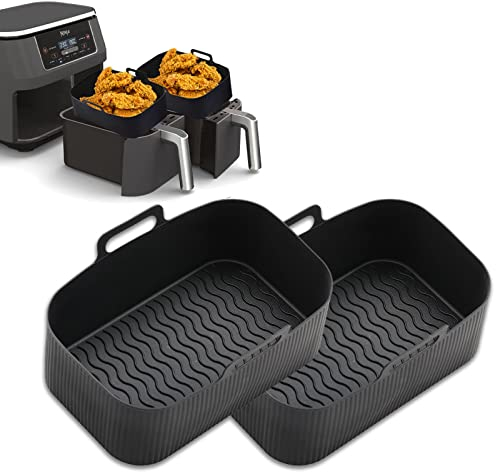 2Pcs Airfryer Silikonform für Ninja Foodi AF400EU AF300EU, Heißluftfritteuse Zubehör, Silikon Airfryer Zubehör für Ninja Foodi Max Dual Zone, Heißluftfritteuse Backform