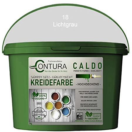 Contura BeGreen 3Kg. Kreidefarbe Shabby XL-Paintbox Chic Möbellack Lack Möbel Farbe Holzlack Natur (18 Lichtgrau)