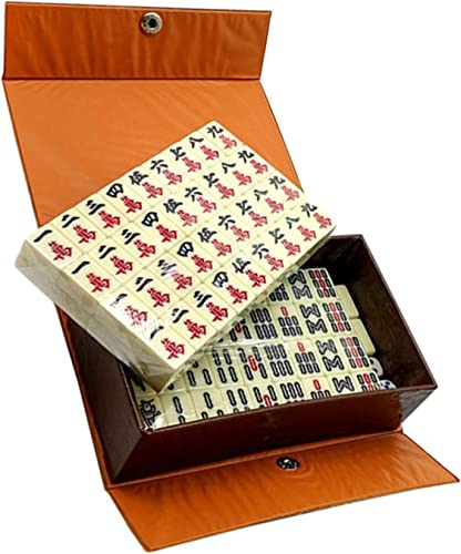 MagiDeal Antikes Reise-Mahjong-Set mit 146 Kacheln, traditionelles chinesisches Würfelspiel, chinesisches Mahjong-Spielset für Familien, Freizeit, Kinder,