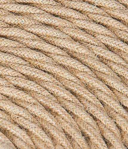 Câble électrique tressé/tressé avec revêtement en tissu. Couleur : Juta. Section 3 x 2,50 (10 Metri)