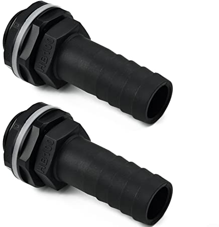 2 conectores de barril de 3/4 pulgadas, rosca BSPM, paso del cilindro de lluvia, rosca exterior, conexión de depósito con boquilla y junta