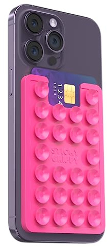StickyGrippy Suction Card Holder Mount, Phone Wallet, Silicon Adhesive Accessory for iPhone and Android, Hands-Free Mirror Shower Holder, TikTok Videos and Selfies (Pink) SG2