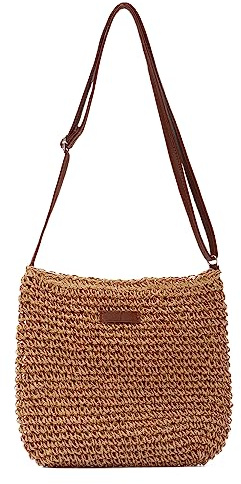 LHHMZ Damen Handgemachte Strand Crossbody Handtasche aus Stroh Sommer Strand Umhängetaschen Kleine aus Stroh