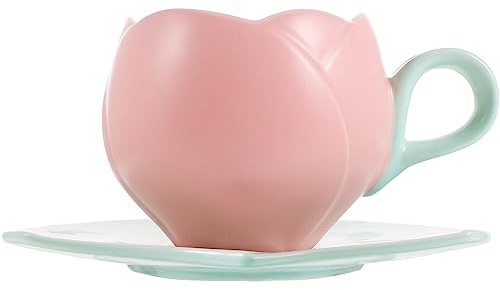 Luxshiny 1 Juego Taza De Café Taza De Leche De Flores Cosas Lindas De Cafe De Ceramica s De Café De Porcelana De Tulipán De Desayuno Multifunción Placa Cerámica 3D