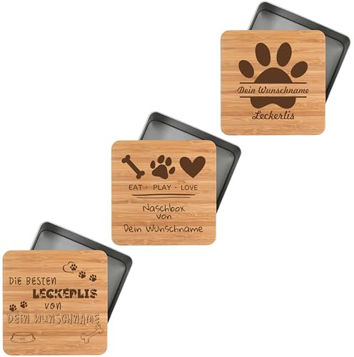 Leckerlidose personalisiert mit Namen für Hunde oder Katzen Aufbewahrungsdose für Hundesnacks Geschenkidee für Tierliebhaber Hundefutter und Hundeleckerlis Behälter Futtertonne (XL 1450ml)