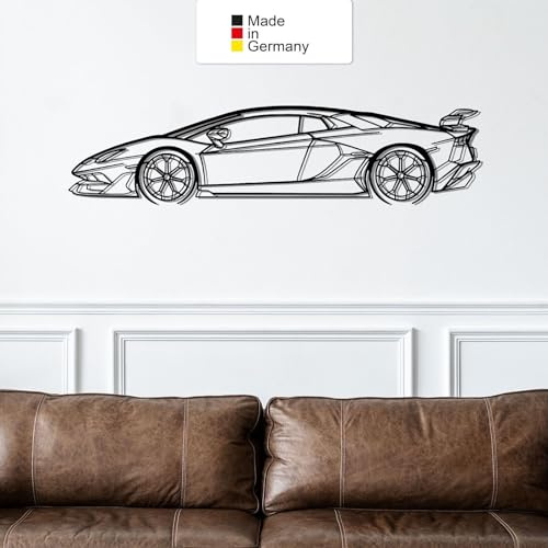 MetalGiftsWorld for Aventador, Metall Wandbild, Wanddeko, Auto Silhouette, Metal Car Wall Art (Größe: 69 cm (27))