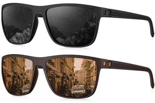 HENGOSEN Sonnenbrille für Männer, Polarisierte Sonnenbrille für Männer mit leichtem Gestell und UV-Schutz