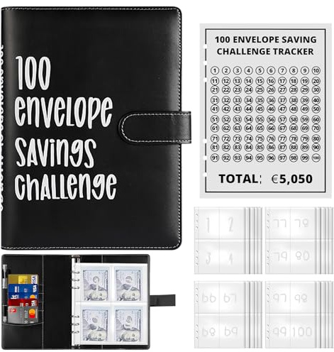 100 Envelope Saving Challenge, Budget Planner Deutsch, A5 Haushaltsplaner Mit Umschlägen, Budget Binder, Einfache Und Unterhaltsame Möglichkeit Zu Sparen 5050 €, Sparbuch für Geld Sparen Challenge