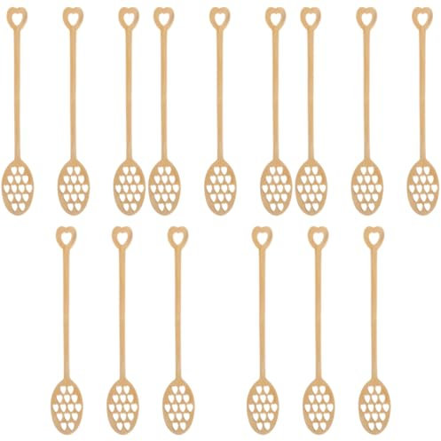 BESTonZON Cuillères À Miel en Bois 15 Pièces Trempette À Miel Trempette À Sirop De Miel en Bois Agitateur De Boisson Au Sirop De Café Agitateur À Miel Creux De Mélange De Miel pour