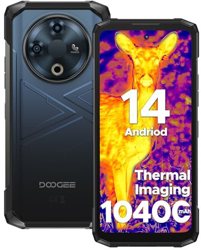 DOOGEE Fire 6 Rugged Smartphone(2025), Thermal Imaging Rugged Phone Android 14, 10400mAh, 16GB+256GB/2TB, 90Hz 6.56’’FHD+, 4G Dual SIM IP68 Waterproof Phone, 50MP/3 Card Slots/Fingerprint ID, Blue