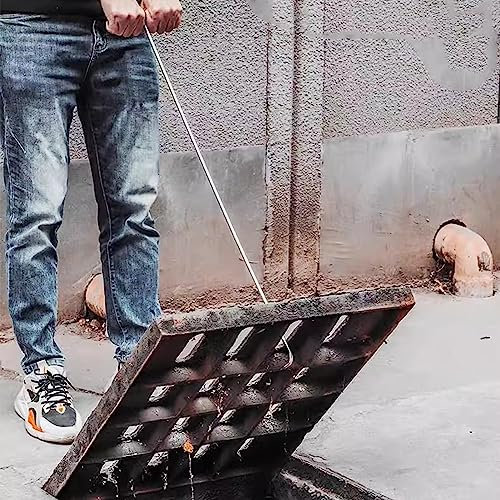 ZHSYXLB Mannlochhaken mit T-Griff, robuster Mannlochzieher für Gitterroste und Deckel zum Entfernen, stabiles Werkzeug zum Heben von Abflussdeckeln, Brechstange für Außenkanäle (Größe: 3/8 - 70 cm