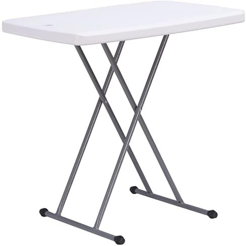 Willonin Kleiner rechteckiger Tisch, zusammenklappbar, kompakter und faltbarer Tisch, verstellbar, HDPE, Oberfläche: 76 x 50 cm, weiß, Innen/Außen (weiß)