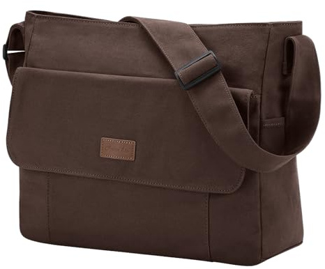 Chase Chic Bolsos Bandolera para Hombre Mujer, Bolso de Hombro Lona Bolso Mensajero Messenger Crossbody Bag para Trabajo Escuela Viaje, Café