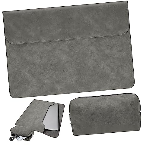 CONGARTENO Leather Laptop Case Bag Power Supply Pocket Slim and Lightweight for Laptop