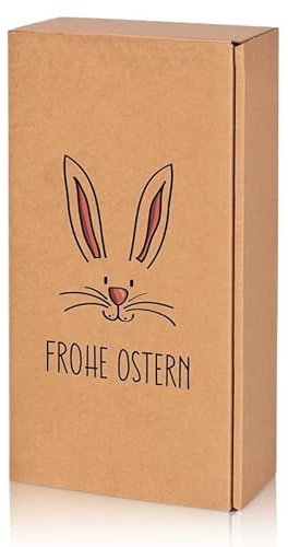 10 Stück Frohe Ostern Präsentkarton für zwei Flaschen Wein/Sekt, Geschenkkarton