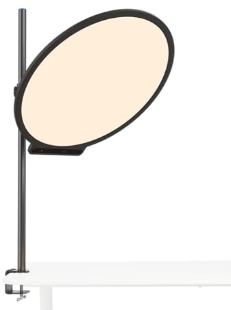 amaran Verge Max 22 Lumière Circulaire Bicolore pour Bureau ou Studio, Panneau LED Edge-Lit, 2700K–6500K, CRI 96, Commande Frontale & Alimentation USB-C, avec Pince de Bureau – Charbon