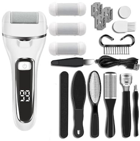 PQETBV Elektrischer Hornhautentferner, Hornhautentferner Elektrisch Professionell, Hornhauthobel Elektrisch füße mit 3 Gear, IPX6 Pediküre Set Fußpflege für Abgestorbener, Hornhaut entfernen