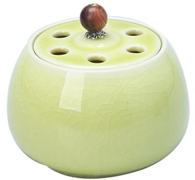 HAJHI 2.75in Pot à Oignons Résistant à L'humidité Céramique Pot à Ail Restaurant Pot de Stockage D'ail Porosité Couvercle épices Rangement Décoration